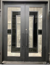 Load image into Gallery viewer, Hestia Iron Door with Black Glass detail - Custom Pivot Door
