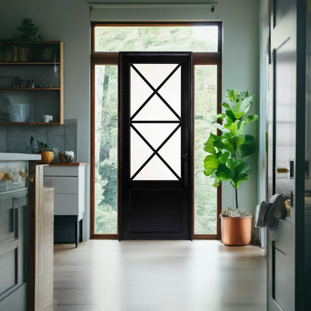 Artemis Single Iron Door with Regency Style and Glass, Perfect for Residential and Commercial Use - Custom Pivot Door
