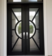 Load image into Gallery viewer, Kronos Double Iron Doors - Dark Bronze - Custom Pivot Door

