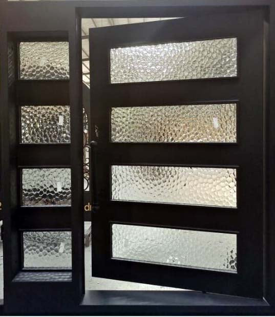 Aria with sidelight and specialty glass - Custom Pivot Door