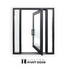 Charger l&#39;image dans la galerie, Sleek Pivot Door with Sidelights - Custom Pivot Door
