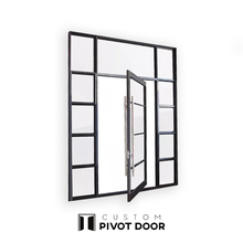 Charger l&#39;image dans la galerie, Single Pivot French Door with 10&quot; Sidelights - Custom Pivot Door
