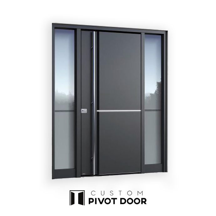Zelus Pivot Door with Frosted glass sidelights - Custom Pivot Door