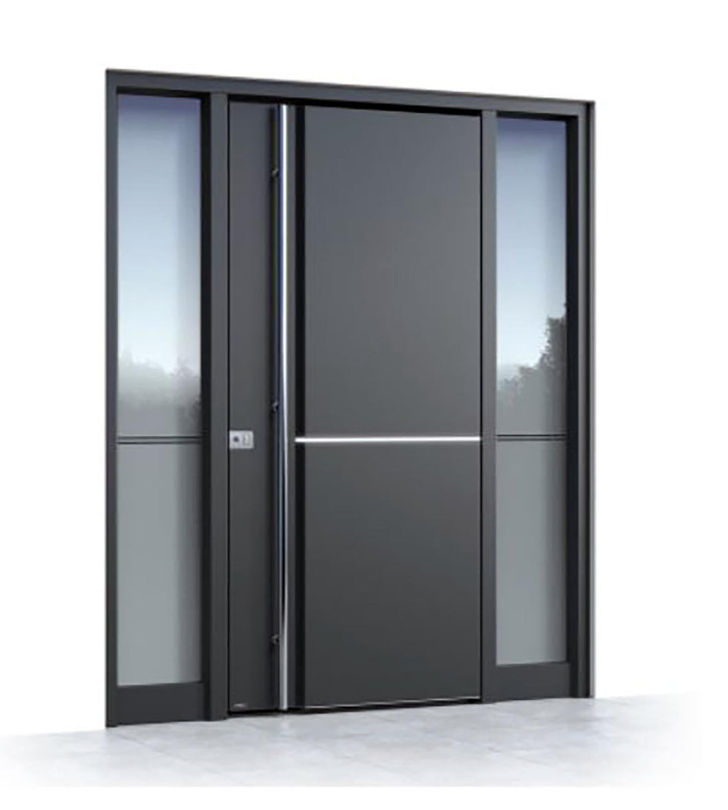 Zelus Pivot Door with Frosted glass sidelights - Custom Pivot Door