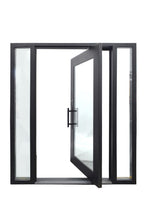 Charger l&#39;image dans la galerie, Sleek Pivot Door with Sidelights - Custom Pivot Door
