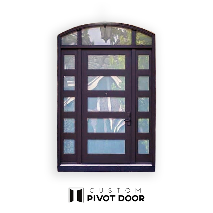 Atlas Contemporary Iron Door with Sidelights - Custom Pivot Door