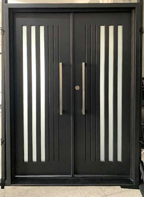 Alta double doors with slim frosted glass - Custom Pivot Door